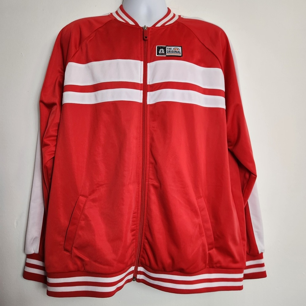 Disney Mickey Mouse 1928 Burbank CA Track Jacket Sz XL Red Full Zip Embroidered